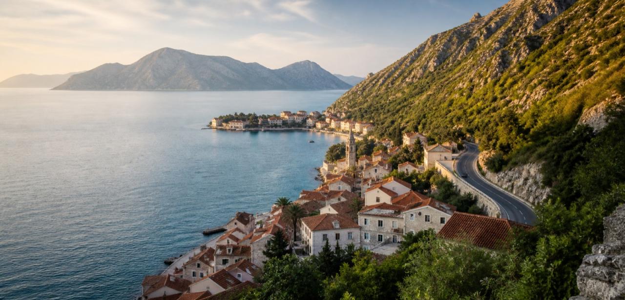 Historic architecture and mountain scenery on a Western Balkans route