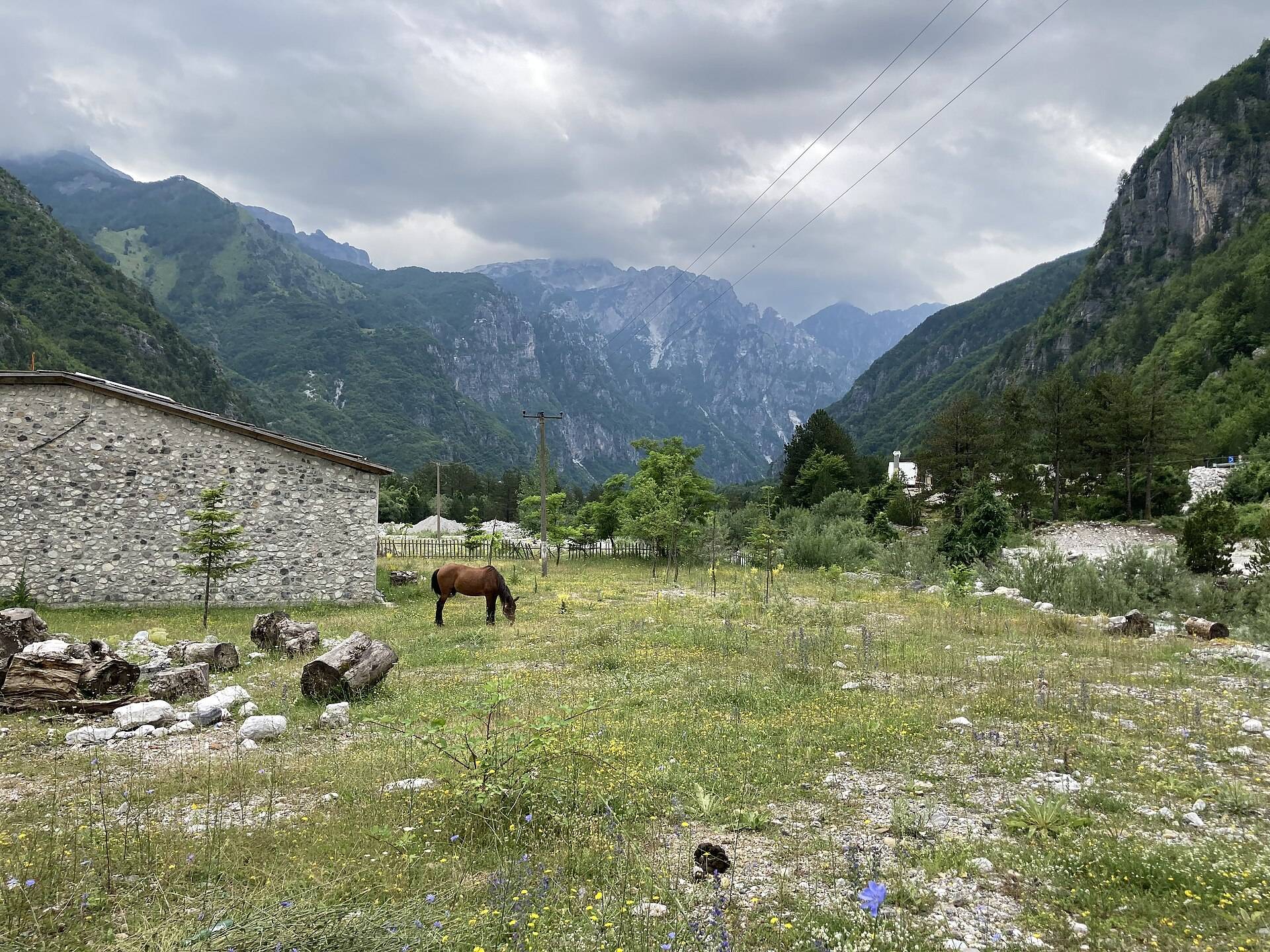 Theth valley and mountain road in the Albanian Alps